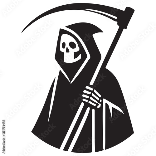 Grim Reaper Vector Art Silhouette Scythe Illustration Spooky Character