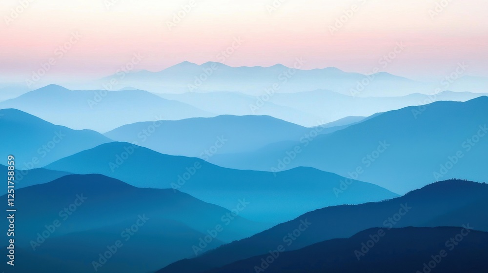 Serene mountain landscape at dawn nature photography soft colors tranquil environment wide viewpoint peaceful concept