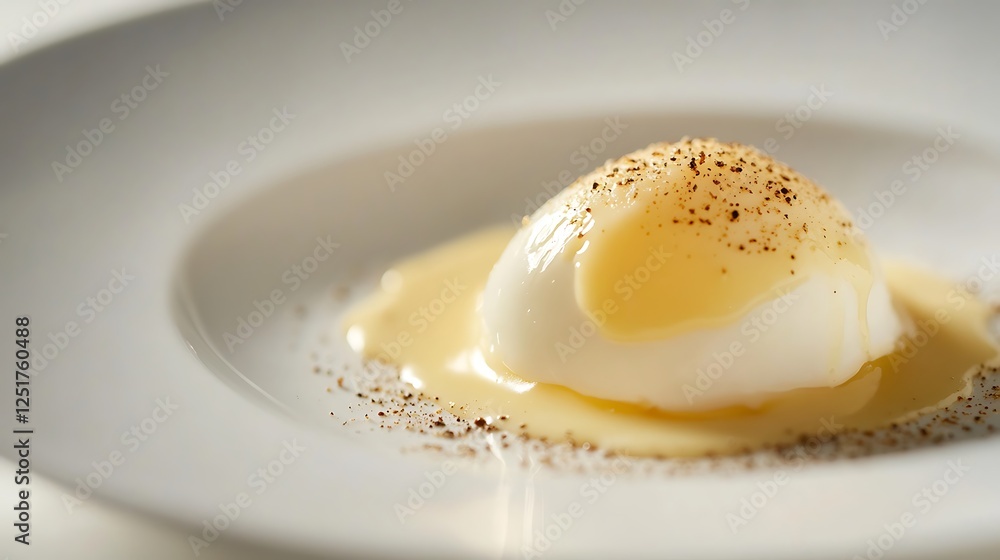 Creamy White Dessert Topped With Sauce And Spice Creamy White Dessert Topped With Sauce And Spice