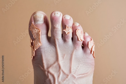 Close-up Image of a Foot with Dry, Peeling Skin on the Toes photo