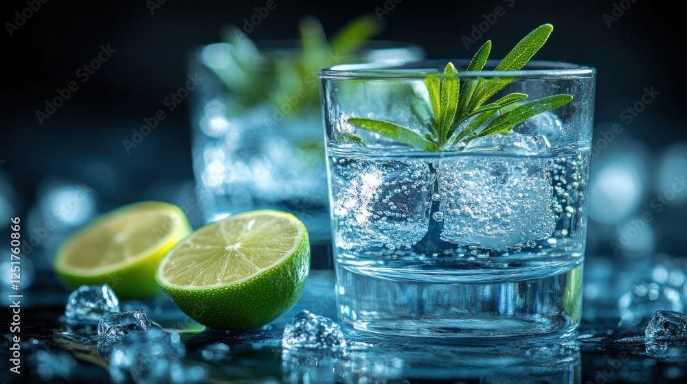Refreshing Gin & Tonic with Lime, Ice, and Rosemary Refreshing Gin & Tonic with Lime, Ice, and Rosemary