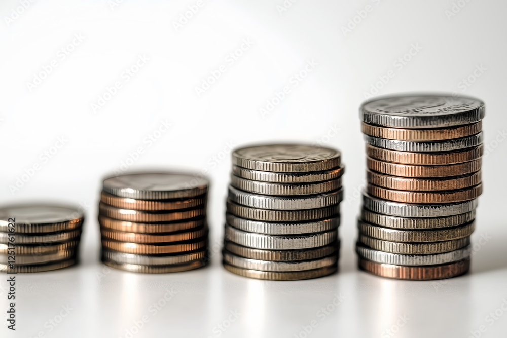 stack of coins on white background stack of coins on white background