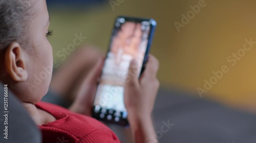 Kids using smart phone scrolling screen