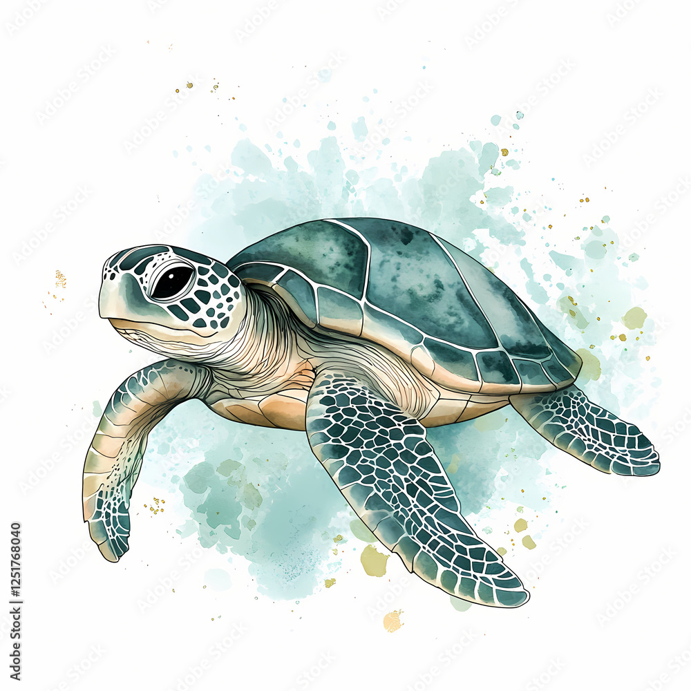 Obraz premium Colorful sea turtle swimming in vibrant underwater environment. Generative AI