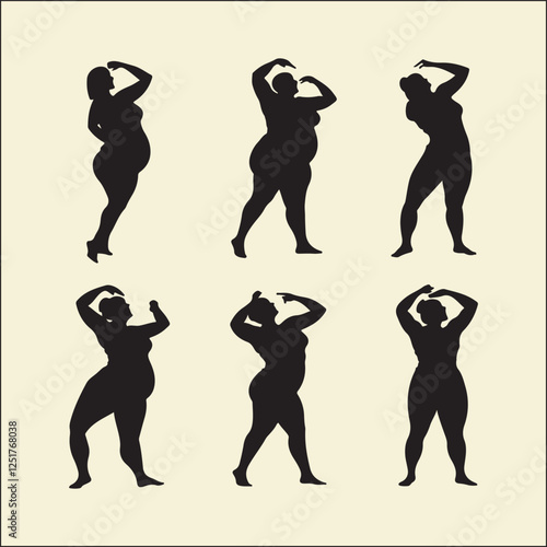 Exercise Silhouettes, Fat Women Fitness