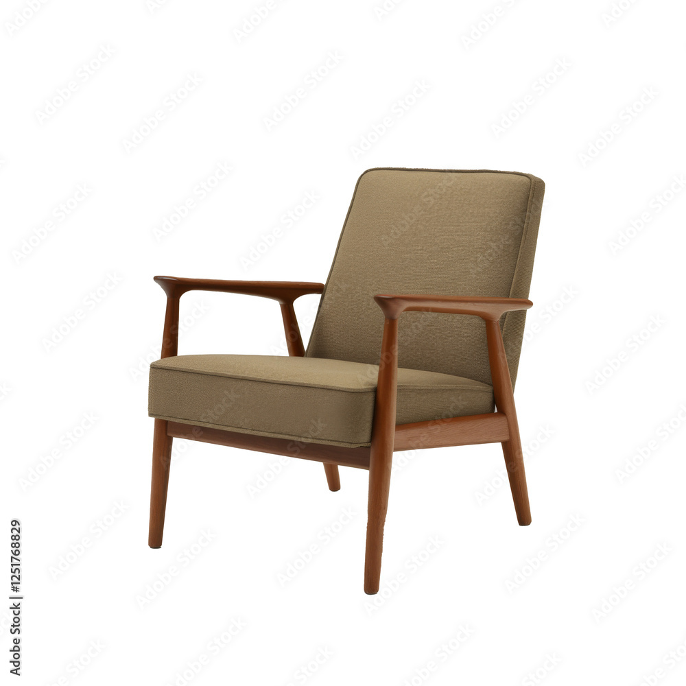 Mid-Century Modern Armchair with Wooden Frame Mid-Century Modern Armchair with Wooden Frame
