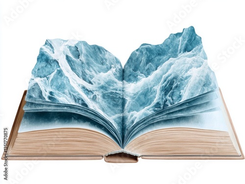 captivating watercolor open book with waves emerging from its pages, symbolizing creativity and imagination photo