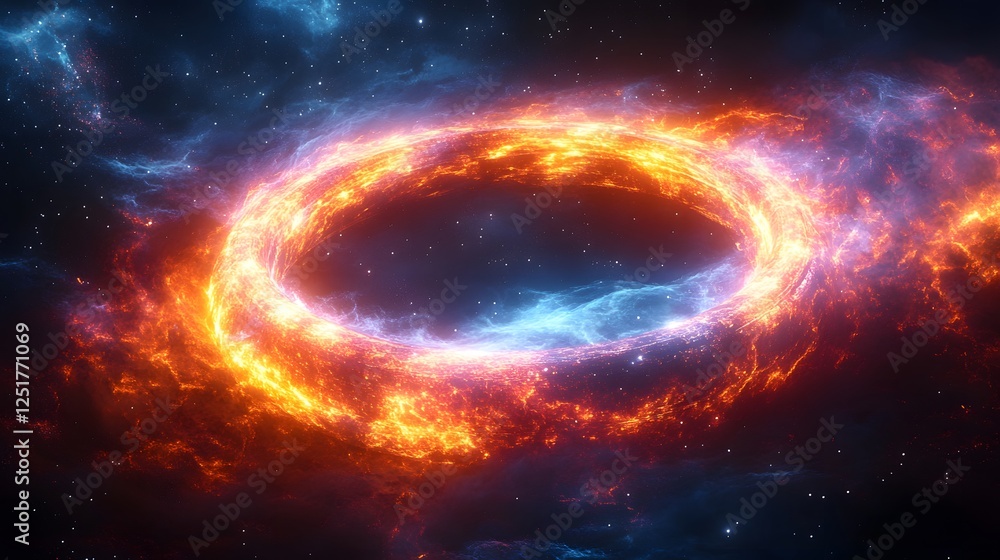 Obraz premium Glowing Portal Ring with Swirling Cosmic Energy