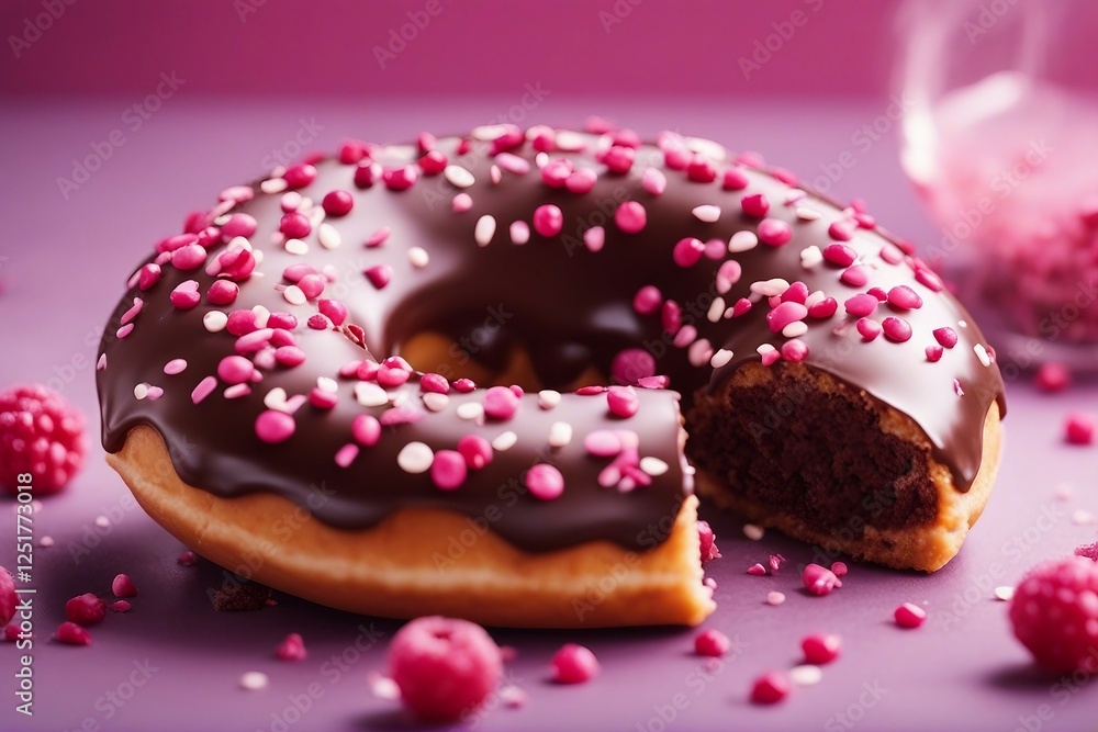 Chocolate Donuts Topped with Sweet Pink Glaze for a Perfect Treat. Generative AI Chocolate Donuts Topped with Sweet Pink Glaze for a Perfect Treat. Generative AI