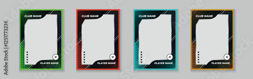 trading card template design for sports, picture frame for player performance, photo frame or border collection for hockey, basketball and football player, sports flyer design, template eps 10.