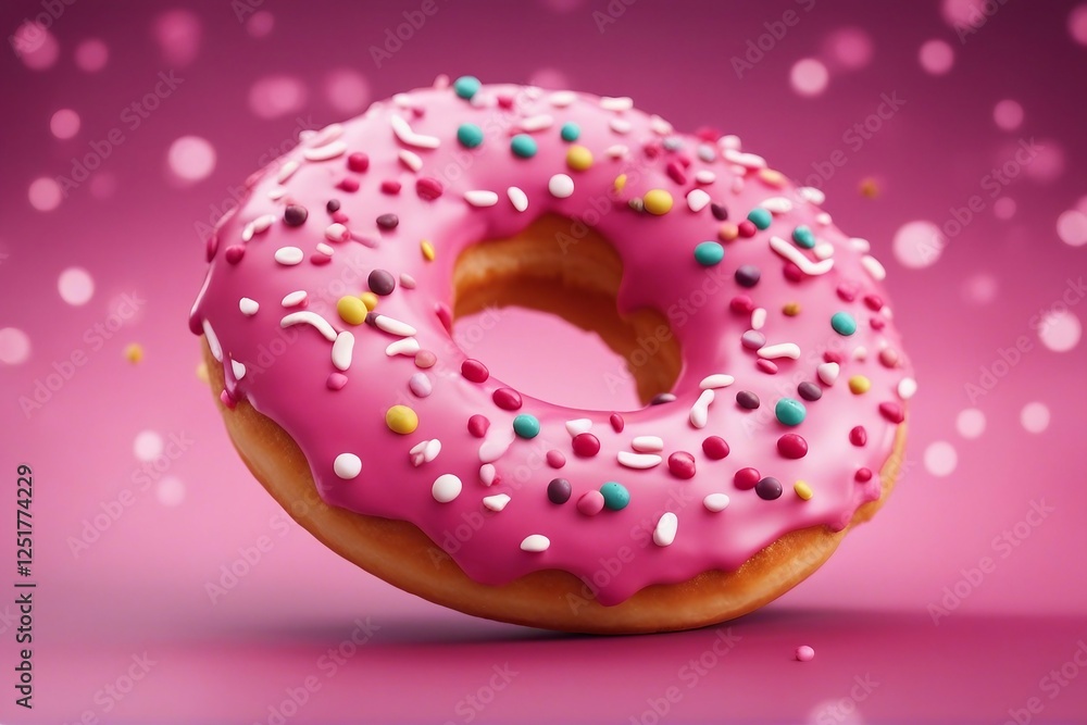 Elegant Pink Glazed Donuts Topped with Colorful Sprinkles. Generative AI Elegant Pink Glazed Donuts Topped with Colorful Sprinkles. Generative AI