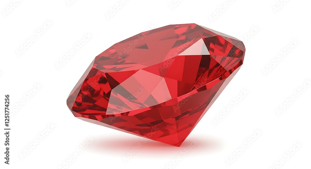 Close-up of a Brilliant Cut Red Ruby Gemstone on White Close-up of a Brilliant Cut Red Ruby Gemstone on White