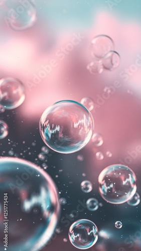 Wallpaper Mural Close-up of transparent bubbles floating in a soft pastel background, creating a dreamy atmosphere. Torontodigital.ca