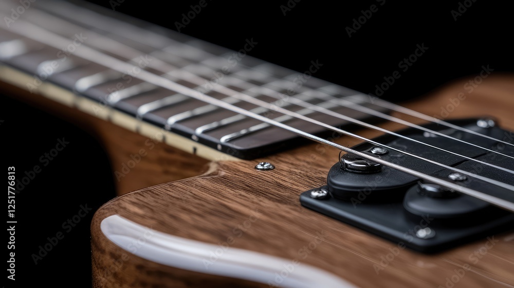 Fototapeta premium Close-up Electric Guitar Neck, Dark Background