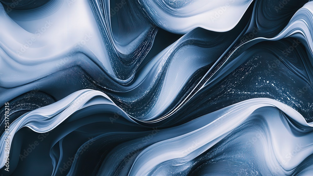 Naklejka premium Abstract Blue and White Fluid Patterns in Motion