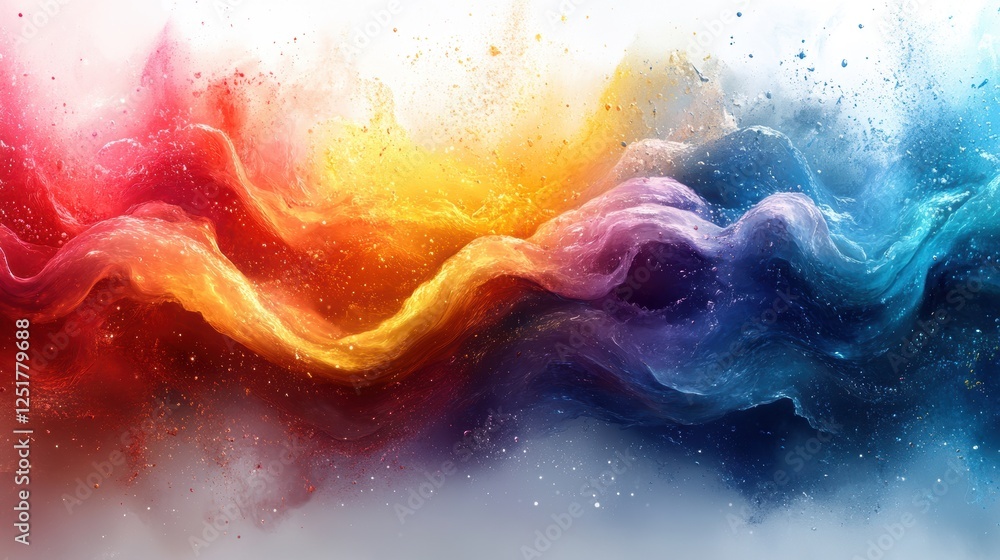 Fototapeta premium Abstract colorful waves of paint create a vibrant, dynamic visual effect.