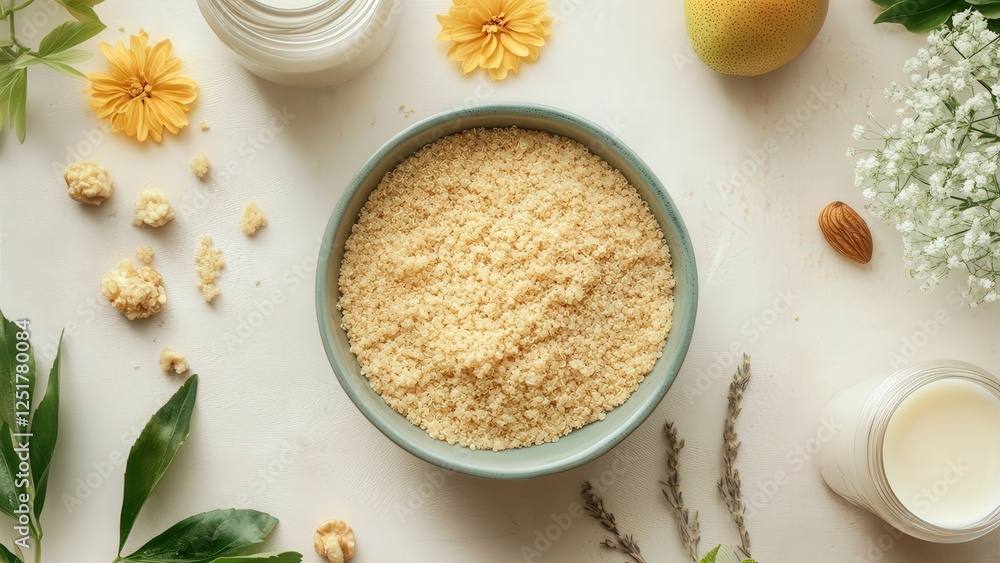 Culinary Ingredients Arrangement with Quinoa and Fresh Herbs Culinary Ingredients Arrangement with Quinoa and Fresh Herbs