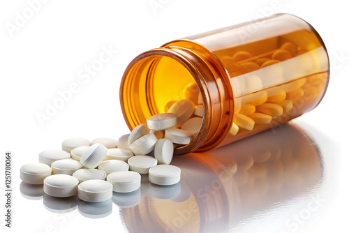 medicine bottle and pills