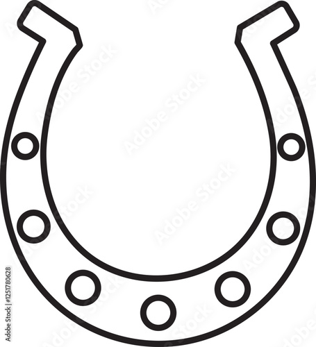 St. Patrick's Day, illustration, horseshoe, symbol of good luck and prosperity, black and white vector linear icon isolated on a white transparent background
