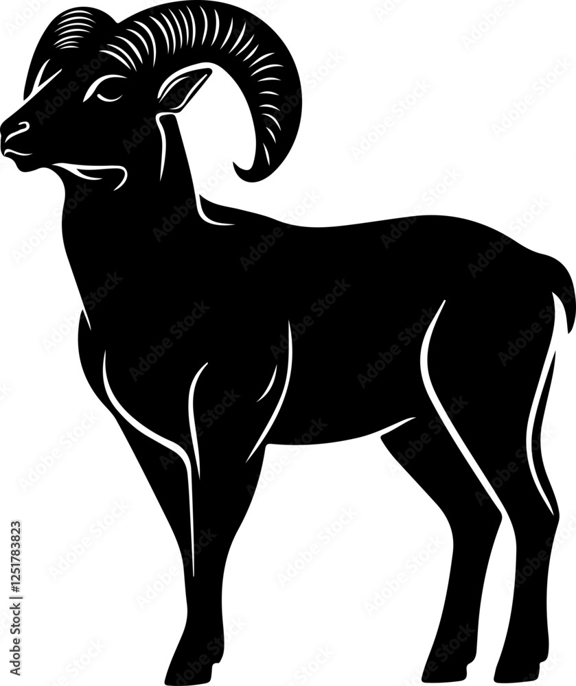 Obraz premium Stylized Ram Illustration in Silhouette