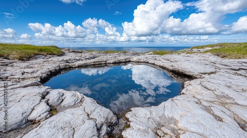 Coastal rock pool reflecting sky, Ireland