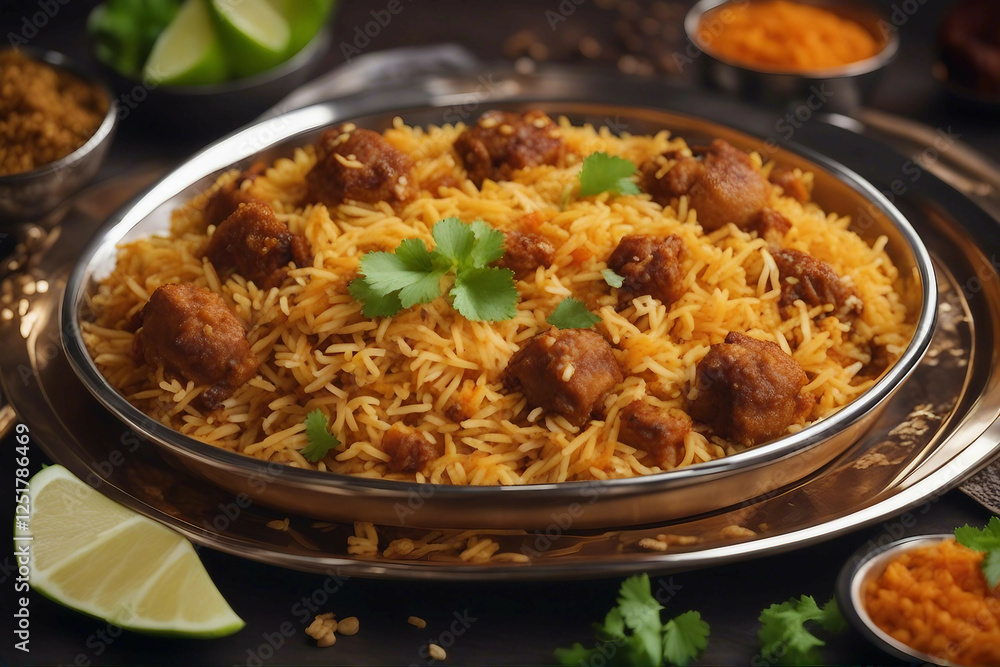Delicious Plate of Biryani, A Perfect Blend of Spices and Rice | Generative AI Delicious Plate of Biryani, A Perfect Blend of Spices and Rice | Generative AI