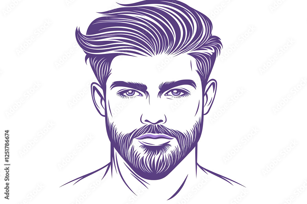 A clean and stylish vector illustration of a man with a medium beard, featuring smooth lines and modern aesthetics A clean and stylish vector illustration of a man with a medium beard, featuring smooth lines and modern aesthetics