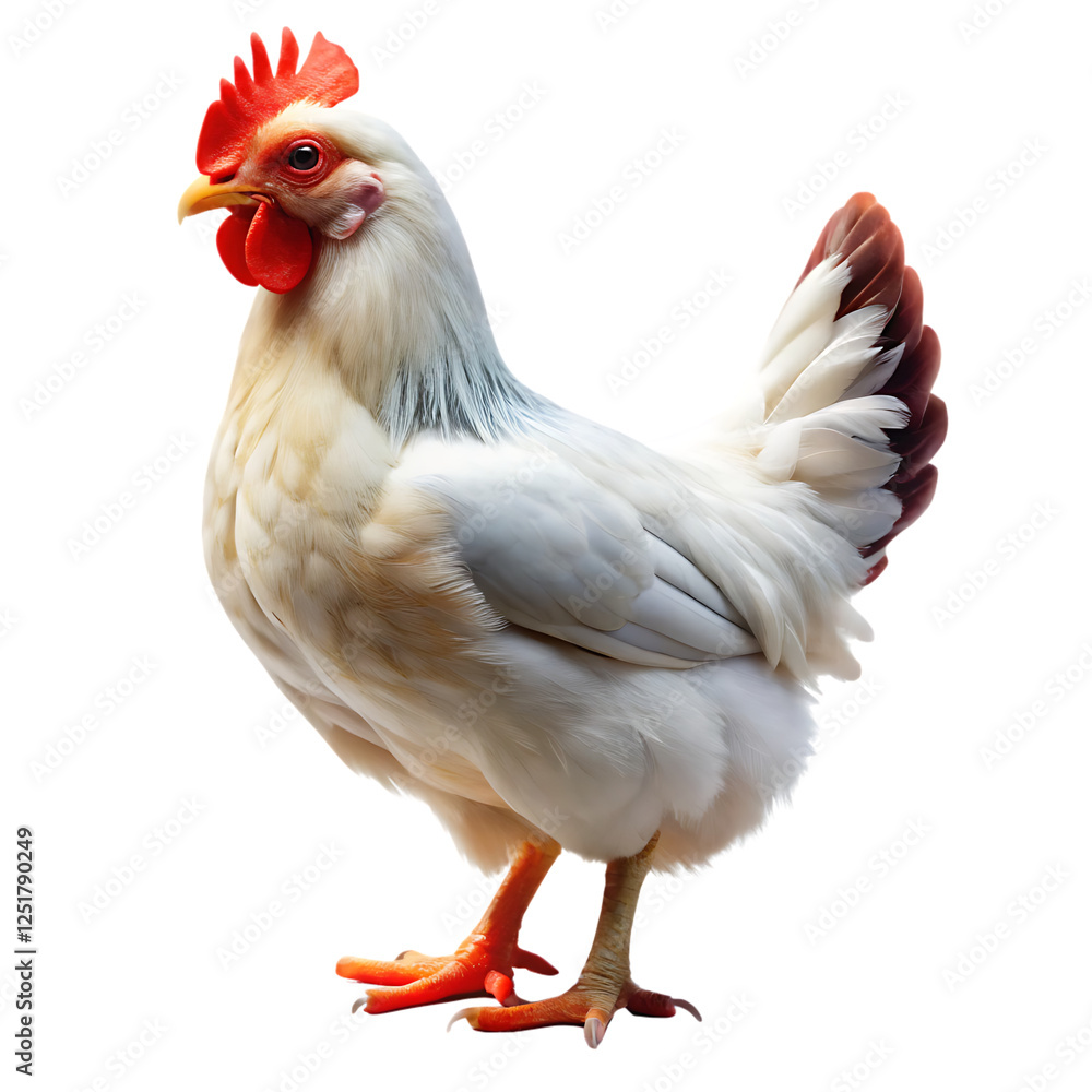 Fototapeta premium White chicken isolated on white background as transparent. PNG. AI GENERATED