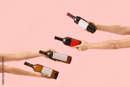 Female hands holding bottle...