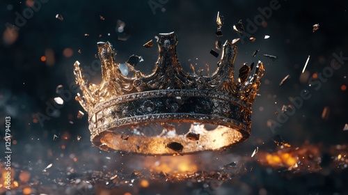 Crumbling Throne – Shattered Crown in Fiery Chaos