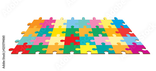 Several puzzle elements connected to each other. Vector