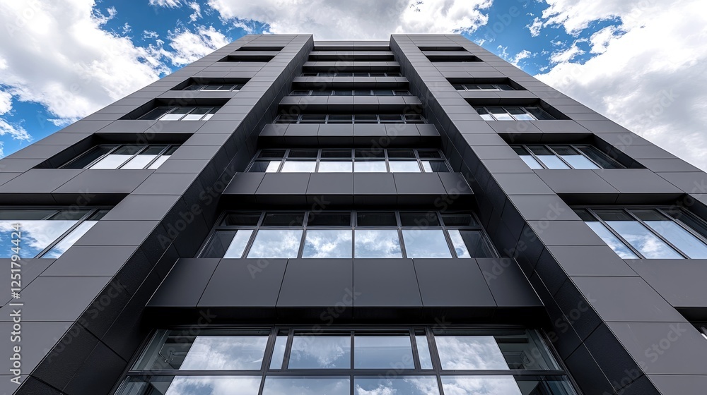 Modern skyscraper, city view, blue sky, clouds, architecture Modern skyscraper, city view, blue sky, clouds, architecture