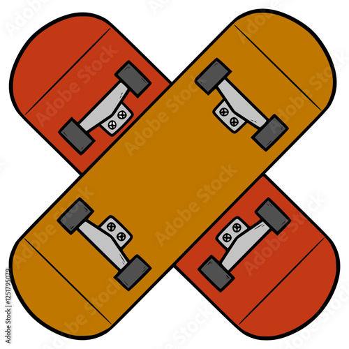 cross skateboard illustration hand drawn isolated vector	
