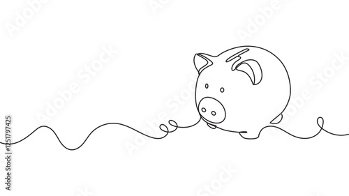  line art illustration of a cute piggy bank eps 10