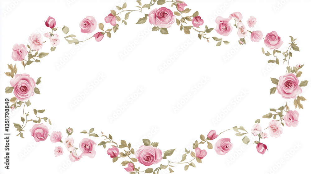 Rose pink flower frame Rose pink flower frame