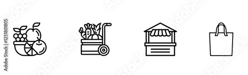 Farmers Market Icon Set.