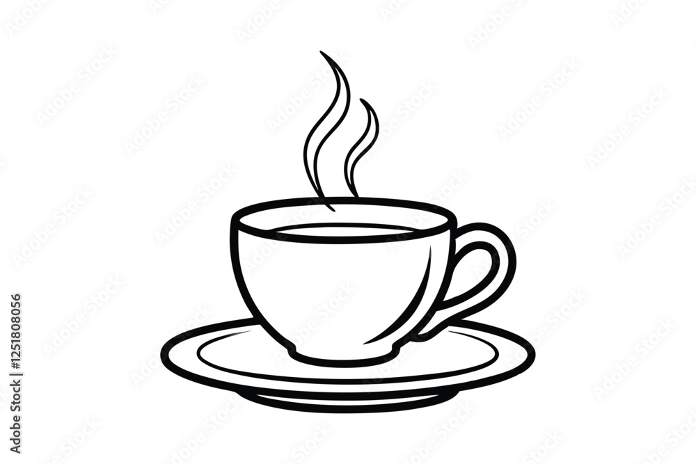 Line art drawing of a cup of coffee on a saucer vector illustration4.eps Line art drawing of a cup of coffee on a saucer vector illustration4.eps