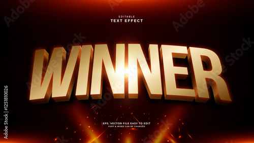 Winner editable text effect,  with a blazing fire