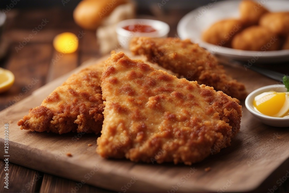 Photography of Homemade Chicken Cutlets Freshly Fried and Ready to Enjoy | Generative AI Photography of Homemade Chicken Cutlets Freshly Fried and Ready to Enjoy | Generative AI