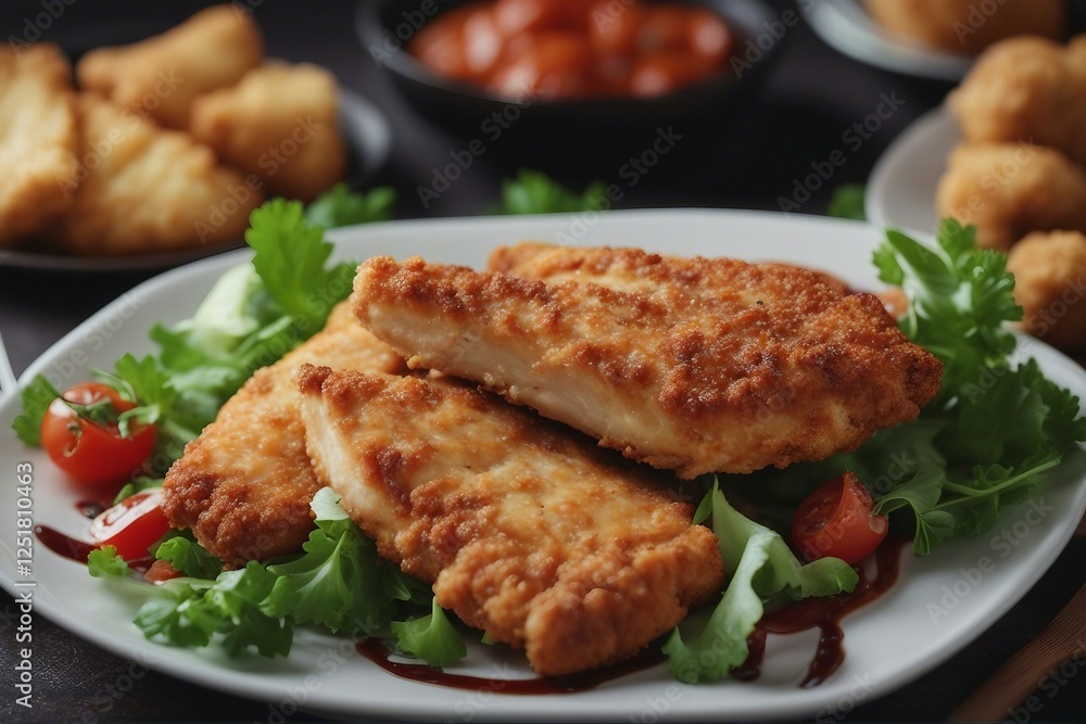 Photography of Homemade Chicken Cutlets Freshly Fried and Ready to Enjoy | Generative AI Photography of Homemade Chicken Cutlets Freshly Fried and Ready to Enjoy | Generative AI