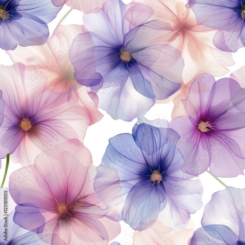 Wallpaper Mural Elegant floral pattern with soft pastels and morning glory in seamless design for a sophisticated spring theme Torontodigital.ca
