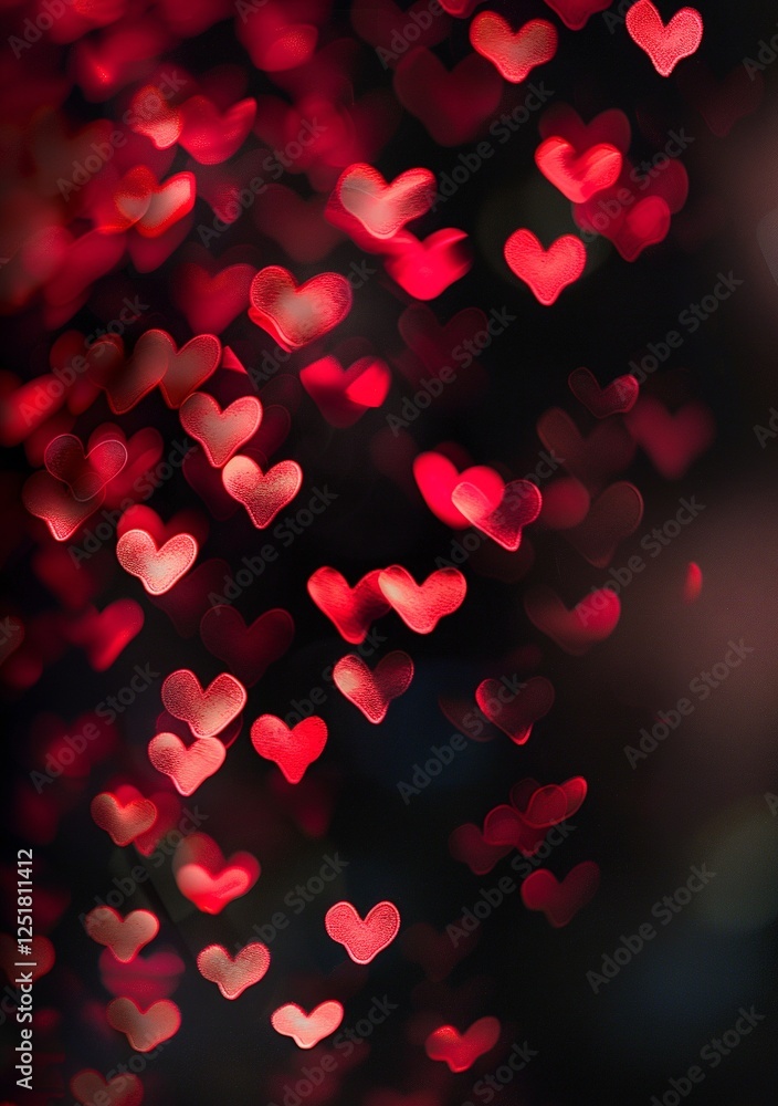 Red heart bokeh lights twinkle against a dark background, creating a romantic and dreamy atmosphere. Perfect for Valentine's Day or any romantic occasion. Red heart bokeh lights twinkle against a dark background, creating a romantic and dreamy atmosphere. Perfect for Valentine's Day or any romantic occasion.