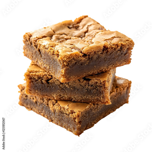 Caramel Blondies Stack Isolated on Transparent Background