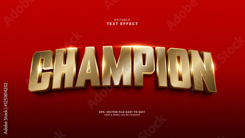 Champion 3d text style, editable text effect golden