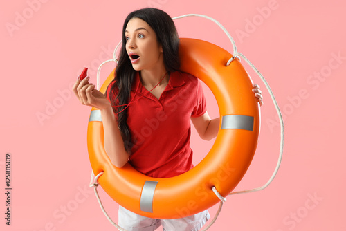 Worried female beach rescue...