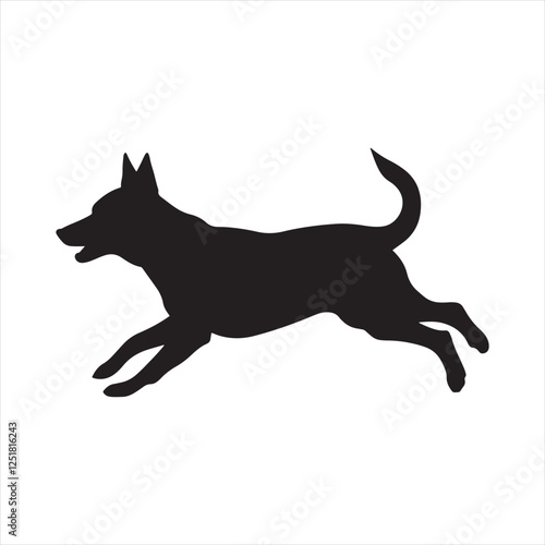 Minimalistic Black Silhouette Running Dog Logo Design