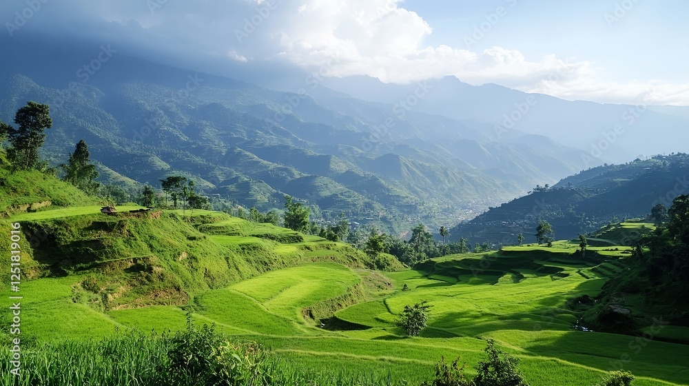 Fototapeta premium Breathtaking landscape views of rice terraces northern vietnam nature photography serene environment wide angle scenic beauty
