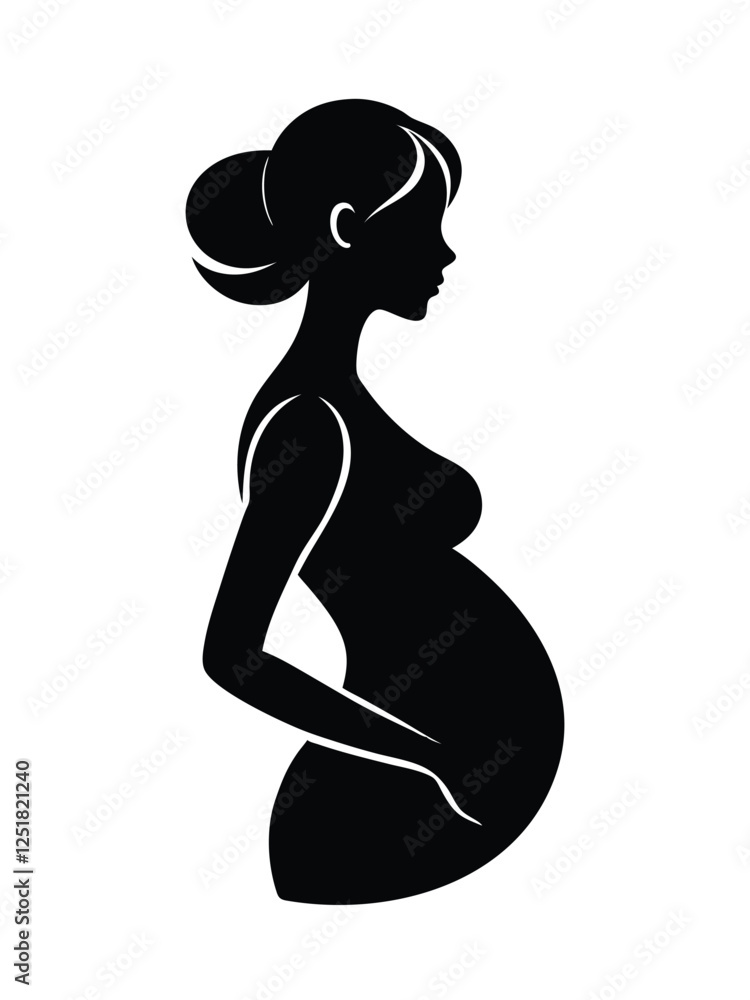 Pregnant women vector silhouette, white background Pregnant women vector silhouette, white background