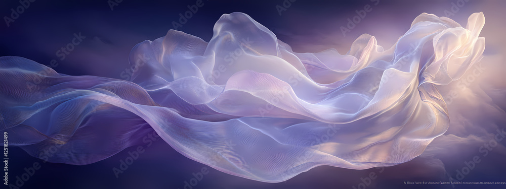 Dreamlike Translucent Veil Floating in Air Dreamlike Translucent Veil Floating in Air