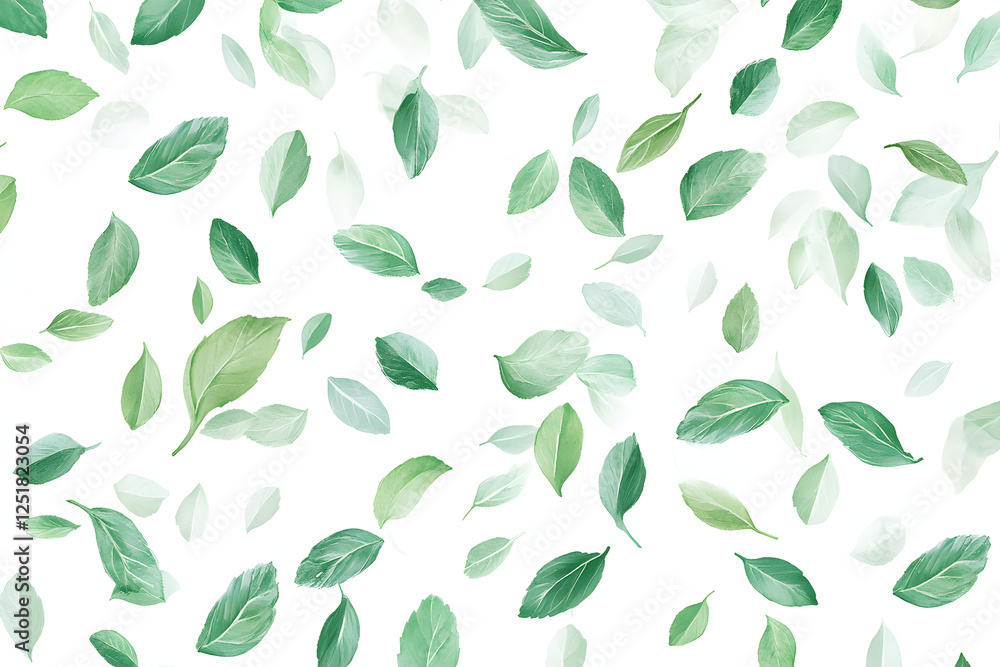 Mint leaves pattern on a white background Mint leaves pattern on a white background